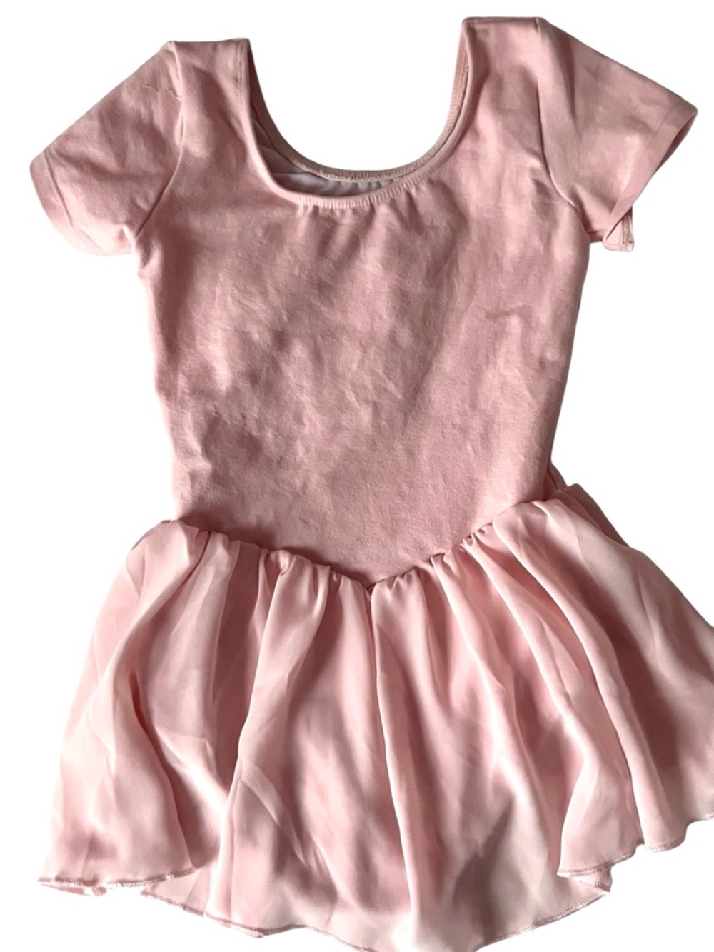 Bloch Girls' Pink Ballet Dress Leotard Chiffon Skirt Short Sleeve Sz 6/7